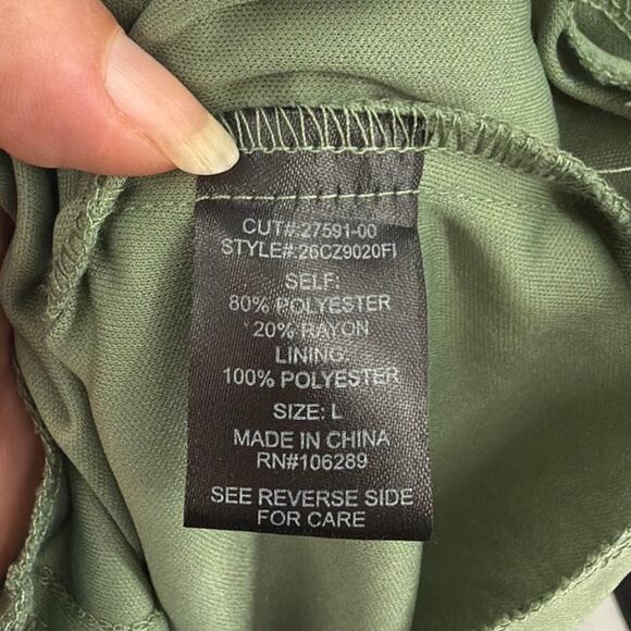 Trixxi Milkmaid Prairie Dress Sz L Sage Cottagecore Tiered Romantic Midi Boho - Picture 10 of 11